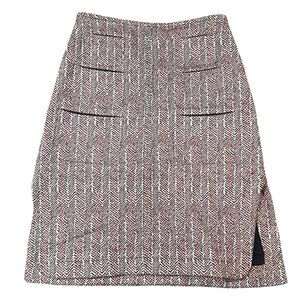 Carven Women’s Elegant‎ Red and Black Herringbone Skirt Size 42/30in